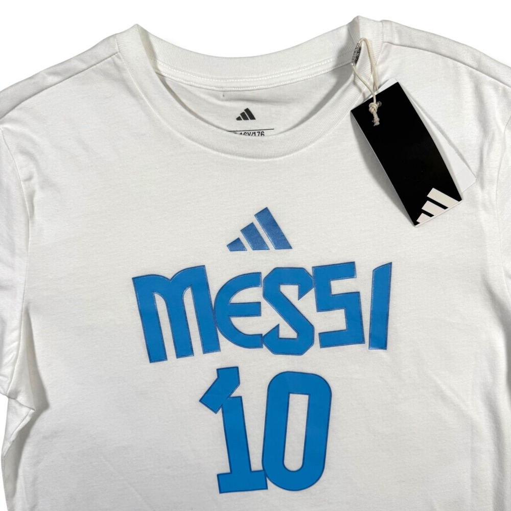 Adidas Messi 10 Graphic T-Shirt XL Youth White New